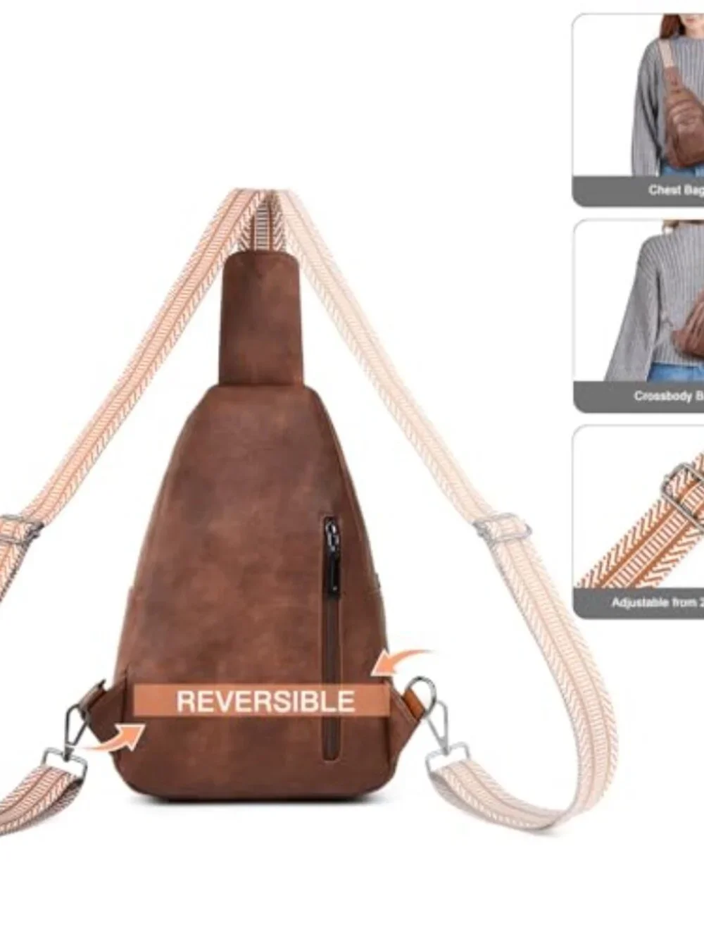 Faux Leather Anti Theft Crossbody Sling Bag 10L Travel Purse